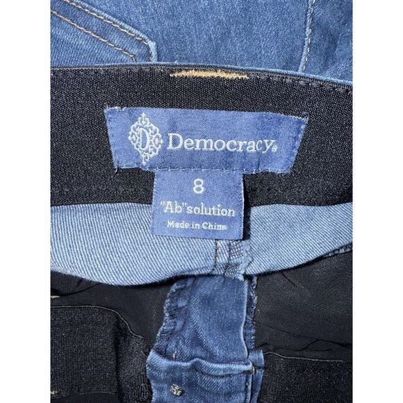 Democracy AB Solution Jeans Womens Size 8 Elastic Waist Denim Blue Straight Crop - Picture 6 of 11